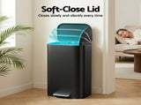 Cefito Kitchen Trash Can 40L Pedal Bins Rubbish Bin Steel with Soft Close Lid, Removable Inner RB-40L-1C-BK