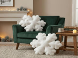 snowflake pillow, plush throw pillow, winter decor, Christmas cushion, sofa accent pillow, bedroom V1102-102-63597-WHT-50CM