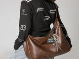 Black PU Leather Shoulder Bag - Large Capacity Hobo Handbag with Adjustable Strap, Soft Slouch Tote V888-ELOSUNG54691