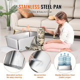 Cat Litter Box, 203 mm Deep, XL Extra Large Stainless Steel Cat Litter Box with Scoop, Wide V952-KFSMSPCBXG3JORQ03V0