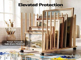 Artiss Art Drying & Storage Rack with Caster Wheels, Solid Wood Adjustable Slots Rack for Drawing ASR-ADJ-9H-LW