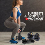 48KG Powertrain Adjustable Dumbbell Set With Stand - Gold DMB-BF1-024-2S-GD