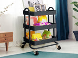 Levede 3 Tiers Kitchen Trolley Cart Grey HO0576-3-GY_NZ
