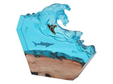 LED Ocean Surfing Night Light Synthetic Resin Wooden Handmade Bedside Table Lamp 3D Desk Art V1294-YM0901-3119250009511