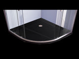 90 x 90cm Chrome Rounded Sliding 6mm Curved Shower Screen with Black Base V63-830201
