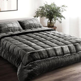 Giselle Bedding Faux Mink Quilt Charcoal King QUILT-FM-CHAR-K