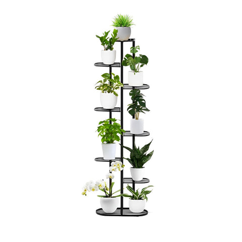 SOGA 8 Tier 9 Pots Black Metal Plant Rack Flowerpot Storage Display Stand Holder Home Garden Decor FPOTH25