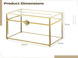 Golden Clear Glass Jewelry Box, Card Box, Elegant Glass Keepsake Memory Box, Decorative V1192-AZ-W-18499