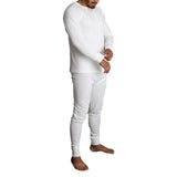 2pcs Set Mens Merino Wool Blend Long Sleeve Thermal Top & Long Johns Pants Underwear - Beige - L V563-BB-2PCMSET-BG-L