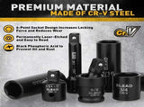 ELEAD 50Pcs 3/8'' Drive Impact Socket Set Deep Socket Metric Ratchet Adapter V465-70062