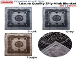 1000GSM Olympia Greek Key Luxury Quality 2 Ply Mink Blanket Queen Shark V442-ATX-BLANKET-1000GSMOLYMPIA-SHARK-QS