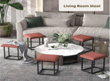 Stool, 5 in 1 Nesting Ottoman Stool with Swivel Casters Stackable Cube Square Sofa Vanity Movable V1107-CS-QFLCCE20