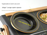 Adjustable Raised Pet Feeder - Modern Wood & Metal Stand with Dual Bowls for Cats & Dogs V888-ELOSUNG33710