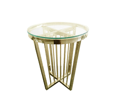 Salina Side Table 45cm Gold Base - Clear Glass V292-ST-SER-45-GOLDBASE-CLEARGLASS