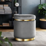 Artiss Ottoman Foot Stool Round Velvet Charcoal FS-B-675-VEL-CH