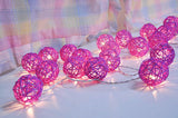 1 Set of Pink 5cm Rattan Cane 50 Ball Battery Powered LONG 5m String Lights Christmas Gift Home V382-PINKRATTBALLBATT50