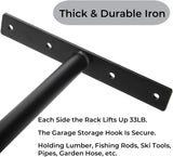 4 Pack Overhead Garage Storage Hooks, 16.5" Heavy Duty Ceiling Mount Hangers, Double T-Bar Metal V1259-DP01-A-875