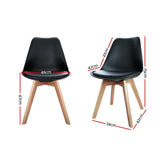 Artiss Dining Chairs Set of 4 Leather Plastic DSW Replica Wooden Black BA-BB-DSW-PU-BKX4