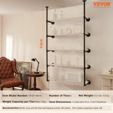 Industrial Pipe Shelf, 5 Tier 2PCS, 9.84in Applicable Board Width Wall-Mount Floating Rustic Wood V952-JSGZWJYGWMBHN3J8IV0