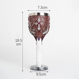 Resin CrossOrnamented Gothic Goblet 2 PCS, Darkred Tone Carved Resin Cup, Stainless Steel Liner V1221-XM-LB4273-ZS107
