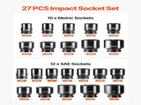 Impact Socket Set 3/4 Inches 27 Piece SAE 7/8 to 2 Inches and Metric 22 to 50 mm V952-CJ1CRV2634SAE5QQ6V0