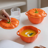 Pumpkin Dutch Oven, Mini Ceramic Casserole Pot with Lid, Pumpkin-Shaped Baking Dish for Souffls and V1370-AZ4-17277