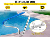 Pool Rail 48x36 Pool Railing 304 Stainless Steel 250LBS Load Capacity Silver Rustproof Pool Handrail V952-BXGYCFS3W48X36YC1V0