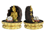 Resin Water Fountain Ornaments Meditating Buddha Statue LED Lighted Tabletop Fountain Home V1294-YM0901-3111200176212