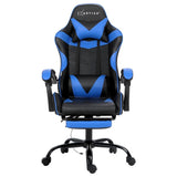 Artiss 2 Point Massage Gaming Office Chair Footrest Blue MOC-GC-2P-BK-BL