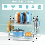 Stainless Steel 2-Tier Dish Drying Rack with Utensil Holder, Cutting Board Holder and Dish Drainer V178-84473