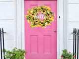 Sunflower Garland Door Ornament Ins Nordic Sunflower Decoration Hello Hanging Ornament V1294-YM0715-211029DY08-2