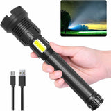 LED Tactical Flashlight 90000 Lumens COB USB Rechargeable IP65 Waterproof with 10000mAh Battery V1237-ZY-528-303