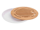 Tea Tray 10 Inch Round Shape Modern Stylish Chinese Kung Fu Tea Serving Tray for Home and Office V1294-YM0901-3118240217511