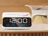 Alarm Clock Radio Multifunctional LED Music Timing Rechargeable FM Radio Alarm Clock for Home White V1294-YM0706-3115230065011
