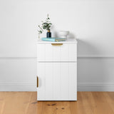 PORTO BEDSIDE TABLE - WHITE - VJ PANEL - PULL BRASS V164-ECS13WVB03G