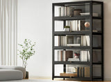 Artiss 5-Tier Display Cabinet Storage Bookshelf Clear Shelf Black FUR-T-DSHELF-03-BK