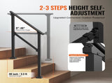 Handrails for Outdoor Steps, 2-3 Step Stair Hand Rail Kit, Transitional Carbon Steel Railings with V952-FGDHGZLSLZFSFYEP9V0