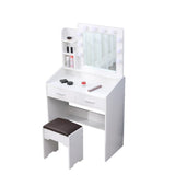 Diana Vanity Set with Shelves Cushioned Stool and Lighted Mirror- White V264-TAB-717C-WHE-NA-1