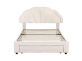 Artiss King Single Bed Frame with Storage Drawer Upholstered Velvet Platform Bed LED Headboard BFRAME-G-GLOW-KS-WH-AB