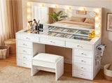 Artiss Dressing Table Vanity Desk Set Stool LED Bulbs White FURNI-L-DRESS08-WH-ABC