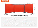 Welding Screen with Frame, 6' x 6' 3 Panel Welding Curtain Screens, Flame-Resistant Vinyl Welding V952-SMSHJPF6X6YCUPLA3V0