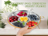 Divided Serving Tray with Lid - Stainless Steel 6 Compartment 9inch Snack & Veggie Tray for Parties V1369-AZ3-W-17576