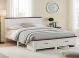 Artiss Double Wooden Bed Frame with 2 Drawer Platform Bed with 108cm Solid High Headboard White Bed WBED-F-RAWDO-D-WH-ABC