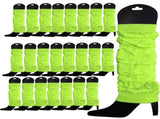24 LEG WARMERS Knitted Womens Neon Party Knit Ankle Fluro Dance Costume 80s BULK - Fluro Yellow V563-BR-24NNLEGWRMR-FLUYLW