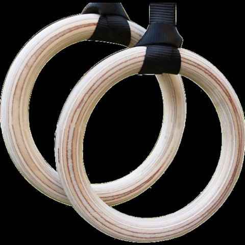 Birch Wood Gymnastic Rings with Adjustable Straps Strength & Calisthenics Training V63-819913