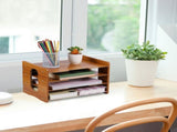 1Set File Organizer Wood Desk Modern Design for Office Home Workspace 35.4x9.8x8.7in V1192-AZ-W-26905