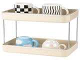2-Tier Countertop Organizer, 13" x 9.1" Beige Shelf with Removable Drain Tray, Space Saving Storage V1192-AZ-W-18293