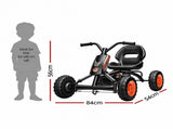 Rigo Pedal Go Kart Kids with Plastic Wheels Forward Reverse Black 84cm GKRT-F1F-BK