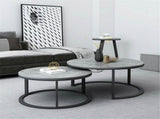 Set of 2 Grey Marble Round Nesting Tables V767-JJ-XZ199