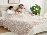Leopard Print Checkerboard Flannel Throw Blanket - Anti-Pilling Trendy Soft V888-ELOSUNG49404
